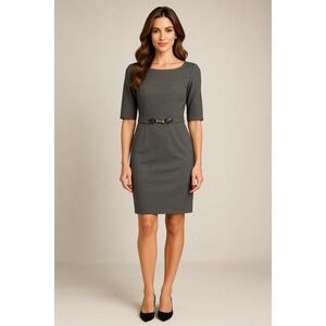 Banana Republic Dress Women 6T Tall Gray Sheath Preppy Office Classic Minimalist
